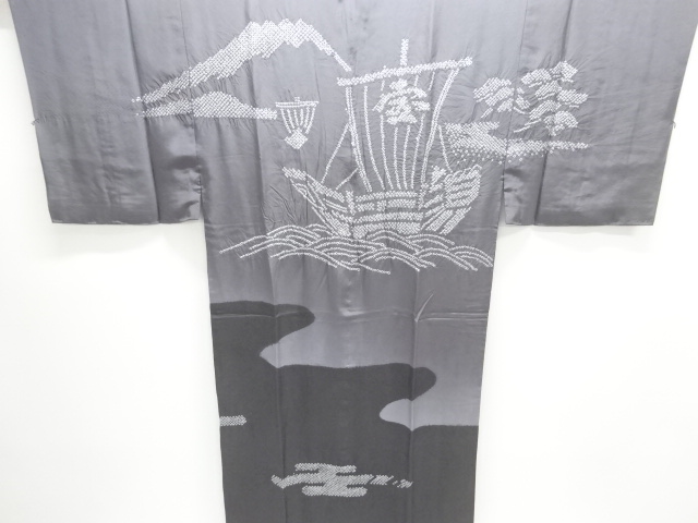JAPANESE KIMONO / SHIBORI TREASURE SHIP PATTERN MENS JUBAN FOR MEN